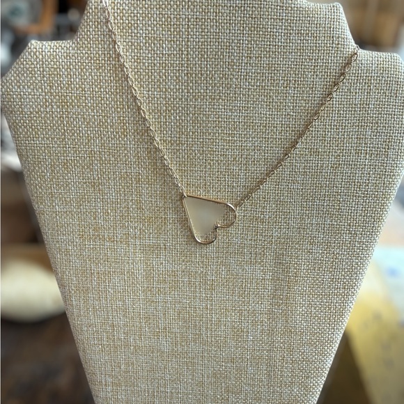 Parklane Jewelry - Gold Heart Outline Necklace with White Inlay - Timeless Feminine Pendant